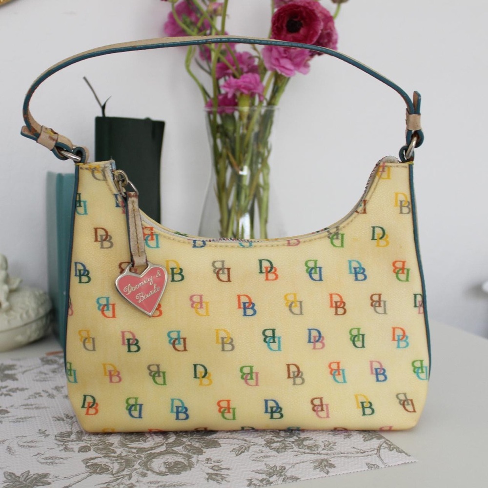 Yellow monogram Dooney and Bourke shoulder bag